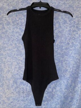 Abercrombie and Finch: Black Ribbed Tank One-Piece Bodysuit